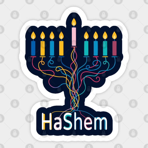 Colorful Menorah – Hashem Sticker by Thank HaShem